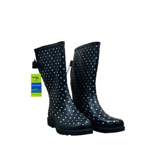 Western Chief Simple Dot Black Rain Boot Size 8